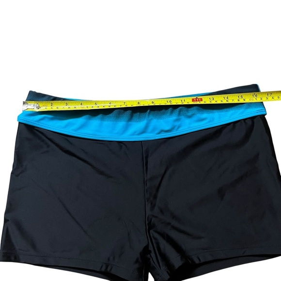 Women’s black and blue swim bottoms size large stretchy bikini shorts style - Picture 3 of 9